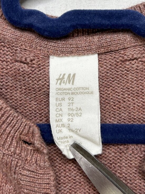 H&M baby Cardigan Girls Size 18-24 Months Textured Knit Cardigan Organic Cotton - Picture 3 of 6